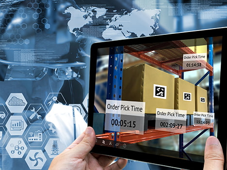 Tablet showing picking time within a warehouse